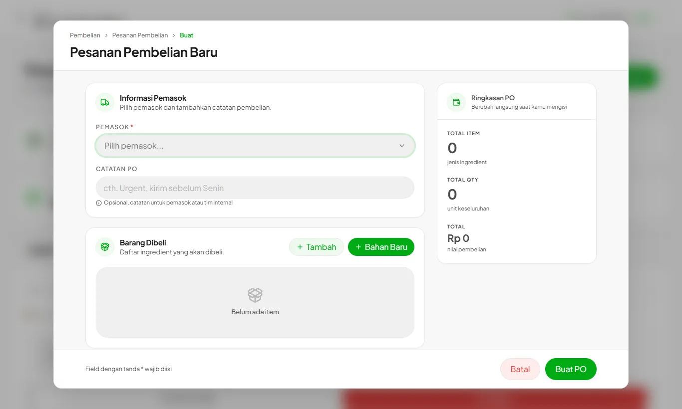 Buat pesanan pembelian