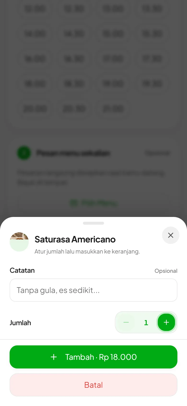 Pesan menu sekalian